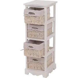 Mendler Regal Kommode mit 4 Korbschubladen 74 x 25 x 28 cm Weiß