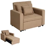 MCW Schlafsessel MCW-L90, Klappsessel Schlafsofa Gästebett Relaxsessel, Liegefläche 197x103cm Stoff/Textil ~ taupe