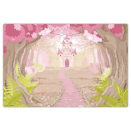cover-your-desk Schreibtischunterlage für Kinder und Erwachsene Märchenschloss im rosa Zauberwald, aus hochwertigem Vinyl , 60 x 40 cm
