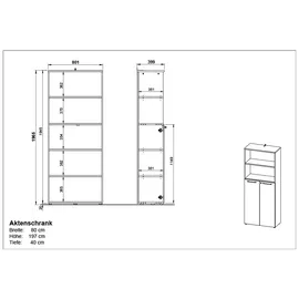 Germania Agenda Aktenschrank 80 x 40 x 197 cm grau