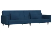 vidaXL Schlafsofa 2-Sitzer mit 2 Kissen Blau Samt