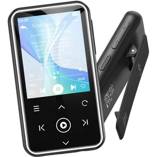 AGPTEK 64GB MP3 Player mit Sport Clip, Bluetooth 5.3 Player mit 1,8 Zoll TFT Farbbildschirm, Mini Musik Player mit Touch-Tasten, FM Radio, Schrittzähler, unterstützt bis 128GB SD Karte, Weiß