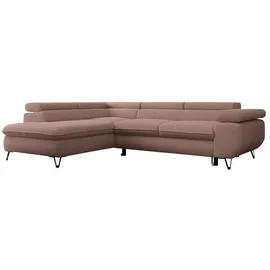 MKS Meble Ecksofa Sofa Rosa, Wohnlandschaft L-Form mit Schlaffunktion und Bettkasten, Schlafsofa mit Bettkasten, Sofa mit Einstellbare Kopfstützen, Peter L ... Rosa