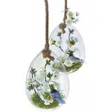 Loberon Glas-Ei 2er Set Noam, mundgeblasen, individuell zu dekorieren, Deko-Eier, Ostern, Osterdeko, Dekoration, Wohn-Accessoire, Jute, klar/braun