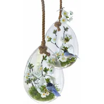 Loberon Glas-Ei 2er Set Noam, mundgeblasen, individuell zu dekorieren, Deko-Eier, Ostern, Osterdeko, Dekoration, Wohn-Accessoire, Jute, klar/braun