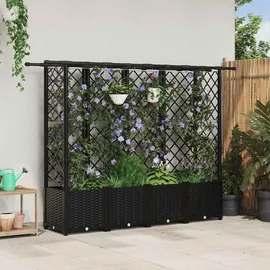 vidaXL Hochbeet mit Rankgitter und Dach 202 x 40 x 138 cm Schwarz