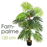 DECOVEGO Künstliche Palme groß Kunstpalme Kunstpflanze Palme künstlich wie echt Plastikpflanze Balkon Palmenfarn Farnpalme Deko 120 cm hoch