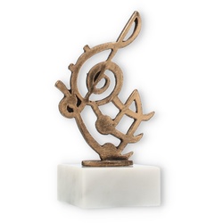 Pokal Konturfigur Musiknote altgold auf weißem Marmorsockel 15,3cm