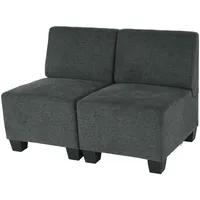 Modular 2-Sitzer Sofa Couch Moncalieri, Stoff/Textil ~ anthrazit-grau, ohne Armlehnen