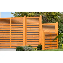 BM Massivholz Sichtschutzelement 180 x 180 cm Braun Edelstahl 4 St.