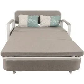 Mendler Schlafsofa HWC-M83, Schlafcouch Couch Sofa, Schlaffunktion Bettkasten Liegefläche, 130x185cm ~ Stoff/Textil hellgrau