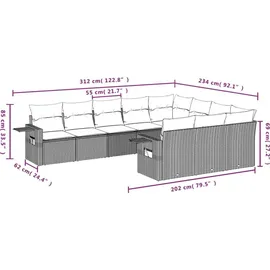 vidaXL Gartensofa-Set 10-tlg. schwarz
