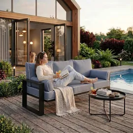 beautysofa VERDINO Garten-Lounge-Set grau