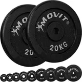 MOVIT® Hantelscheiben Set PRO, 100% Gusseisen, 30/31 mm Bohrung, Gewichtsscheiben Set Gewichte Hantel 2x 20,0kg
