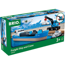 BRIO Containerschiff mit Kranwagen Mehrfarbig