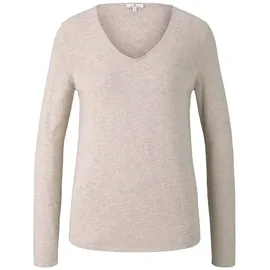 Tom Tailor Basic Pullover Mit V-ausschnitt Desert Sand Melange L