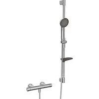 Hansa HANSAPRISMA Duschsystem 48130431 mit Thermostat, Wandmontage, 970mm, chrom