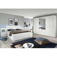 Schlafzimmer Set Friedberg Bett Kleiderschrank Nachtkommode in weiß mit Spiegel