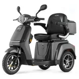 VELECO TURRIS - 3-Rad-Mobilitätsroller - komplett montiert und einsatzbereit - Voll-LED-Beleuchtung - kontrastreiches Display - Alarmsystem Lithium-Ionen-Akku (Grau)