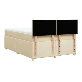 vidaXL Boxspringbett mit Matratze Creme 140x190 cm Stoff