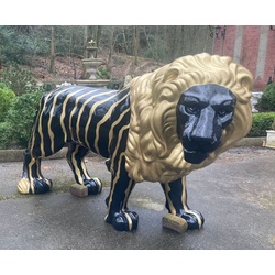 Casa Padrino Luxus XXL Deko Skulptur Löwe Schwarz / Gold 190 cm