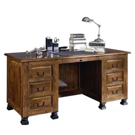 Massivmoebel24 Schreibtisch New Boston Sheesham braun