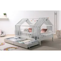 TICAA Hausbett Kim 100 x 200 cm Kiefer massiv weiß