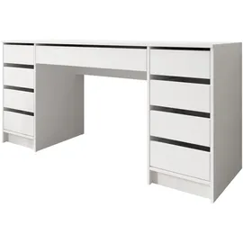 Mirjan24 Schreibtisch Ada Bis, Schlafzimmer Kosmetiktisch mit neun Schubladen (Farbe: Weiß)