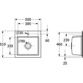 Villeroy & Boch V&B Spüle Subway Style 50 S Git., L, m Abl., Exc., st. wh. C-plus