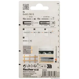 Fischer Nageldübel N 6 x 60/30 S 15 Stück