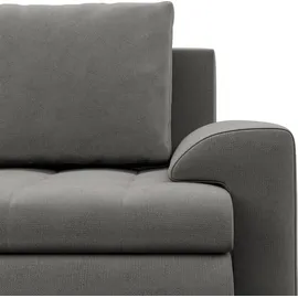 mebligo Links Ecksofa mit Schlaffunktion FORESTA, Sofa mit bettkasten Hellgrau - Grau