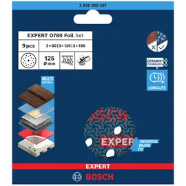 Bosch EXPERT O780 Schleifpapier Set 125 mm 9-tlg.