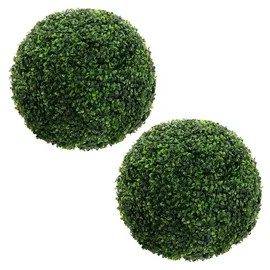 ML-Design 2er Set Künstliche Buchsbaumkugel groß Ø35 cm, grün aus Kunststoff