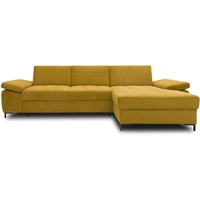 DOMO. Collection Curacao Ecksofa, Eckcouch mit Federkern, Sofa mit Armlehnfunktion in L-Form, senf, 297 x 160 cm