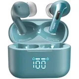 TOZO T20 Kopfhörer Kabellos Bluetooth 5.3 Bluetooth Kopfhörer IPX8 Wasserdicht In Ear Ohrhörer mit LED-Anzeige, APP Steuerung, 48.5 Std Akkulaufzeit, Dual-Mic Noise Cancelling Kopfhörer - Grün