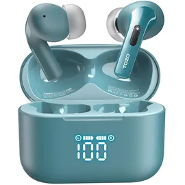 TOZO T20 Kopfhörer Kabellos Bluetooth 5.3 Bluetooth Kopfhörer IPX8 Wasserdicht In Ear Ohrhörer mit LED-Anzeige, APP Steuerung, 48.5 Std Akkulaufzeit, Dual-Mic Noise Cancelling Kopfhörer - Grün