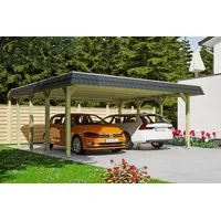 SKANHOLZ Spreewald Walmdach Doppelcarport aus Nadelholz 5,85 x 5,89 m imprägniert