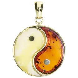 Ketten-Anhänger OSTSEE-SCHMUCK "Ostsee-Schmuck Anhänger Yin & Yang Anhänger Yin & Yang", gelb, Schmuckanhänger, Damen, 34 x 23mm, Gelbgold 333, 4.3 g