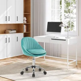 Woltu Bürostuhl ergonomisch, Schreibtischstuhl 150 kg belastbar, Samt, : Türkis Farbe: Türkis