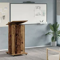 VidaXL Rednerpult mit Rollen Altholz Holzwerkstoff