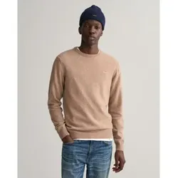 Gant für Herren. 87211 Pullover mit Rundhalsausschnitt aus feiner brauner Wolle (XXL), Lässig, Langarm