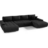 FEDVE Ecksofa mit Schlaffunktion DHAKA U Form Couch Sofagarnitur - Schwarz