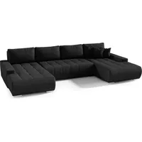 FEDVE Ecksofa mit Schlaffunktion DHAKA U Form Couch Sofagarnitur - Schwarz