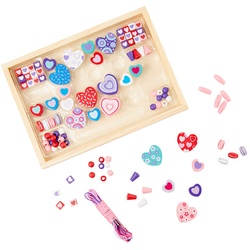 Holz-Perlen-Set Heart Beads In Pink