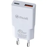 Muvit for Change HC-263 Weiss 18 W, 3.0 W 30 W), USB qc 18-W-Wandladegerät - 1 USB-C pd 30w blanco Silber
