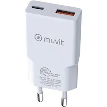 Muvit for Change HC-263 Weiss 18 W, 3.0 W 30 W), USB qc 18-W-Wandladegerät - 1 USB-C pd 30w blanco Silber