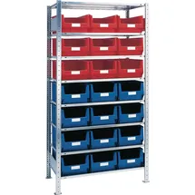 NW NORDWEST Steckregal H2000xB1000xT500mm Grundregal 8 Stahlböden 12xMK2 blau,9xMK2 rot TW