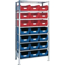 NW NORDWEST Steckregal H2000xB1000xT500mm Grundregal 8 Stahlböden 12xMK2 blau,9xMK2 rot TW
