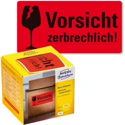 Avery Zweckform Warnetiketten Vorsicht zerbrechlich! 100x50mm neon rot VE=6x200 Stück