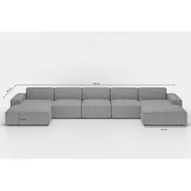 Fun Möbel Wohnlandschaft U-Form CELES PREMIUM XL in Stoff Ascot Bukla Schwarz - Schwarz